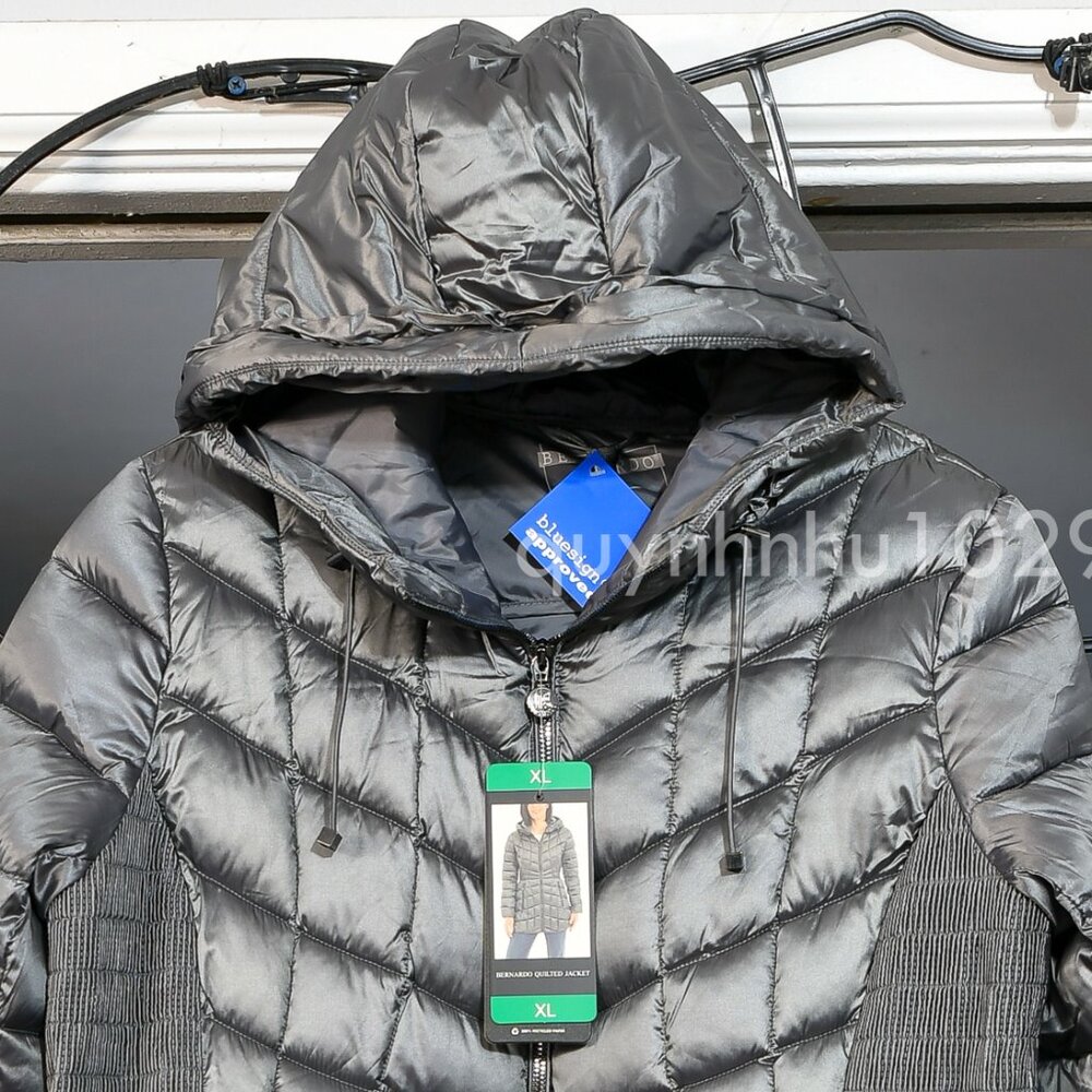Women Bernardo Ladies Packable Quilted Jacket in charcoal color . - Picture 3 of 10